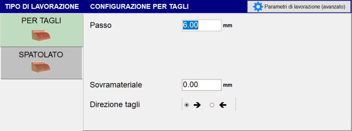 Configurazione per tagli
